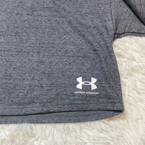 Under Armour Rival Terry Crop Loose Fit Hoodie Womens Size Large Grey Athletic - Picture 7 of 10